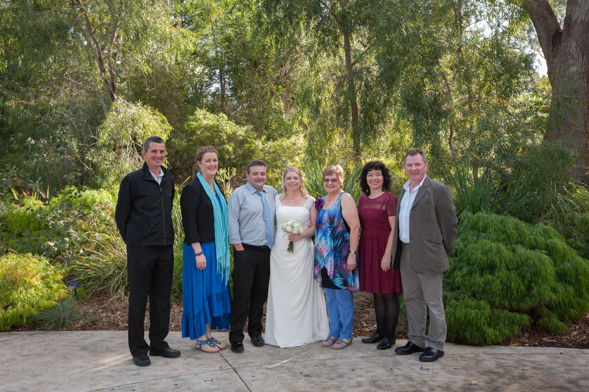 Bride and groom with guests at Marlee Pavilion, King's Park, Perth