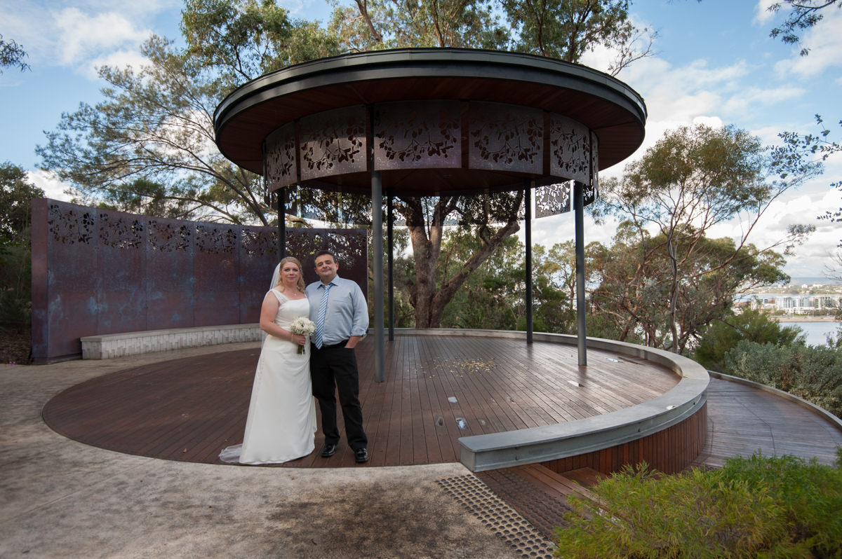 Bride and groom with Marlee pavilion
