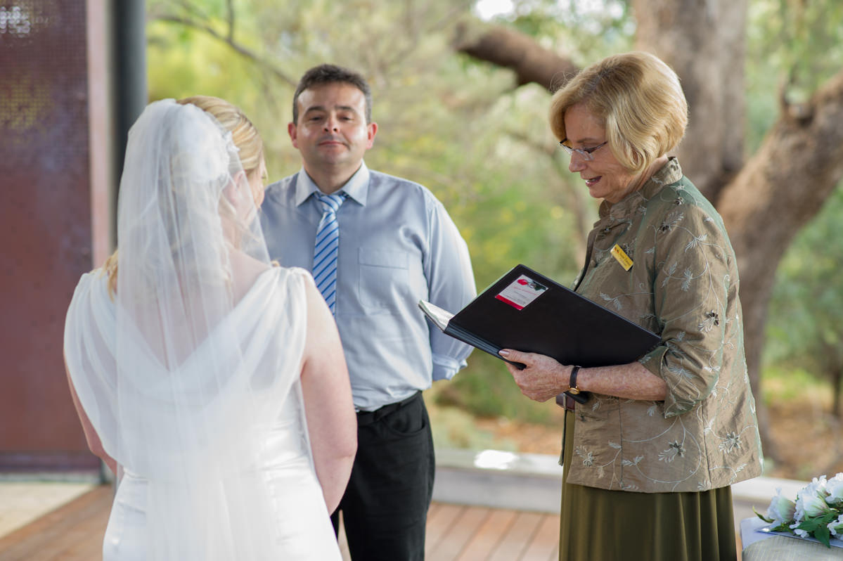 The celebrant Susan Tomasz conducting her ceremony