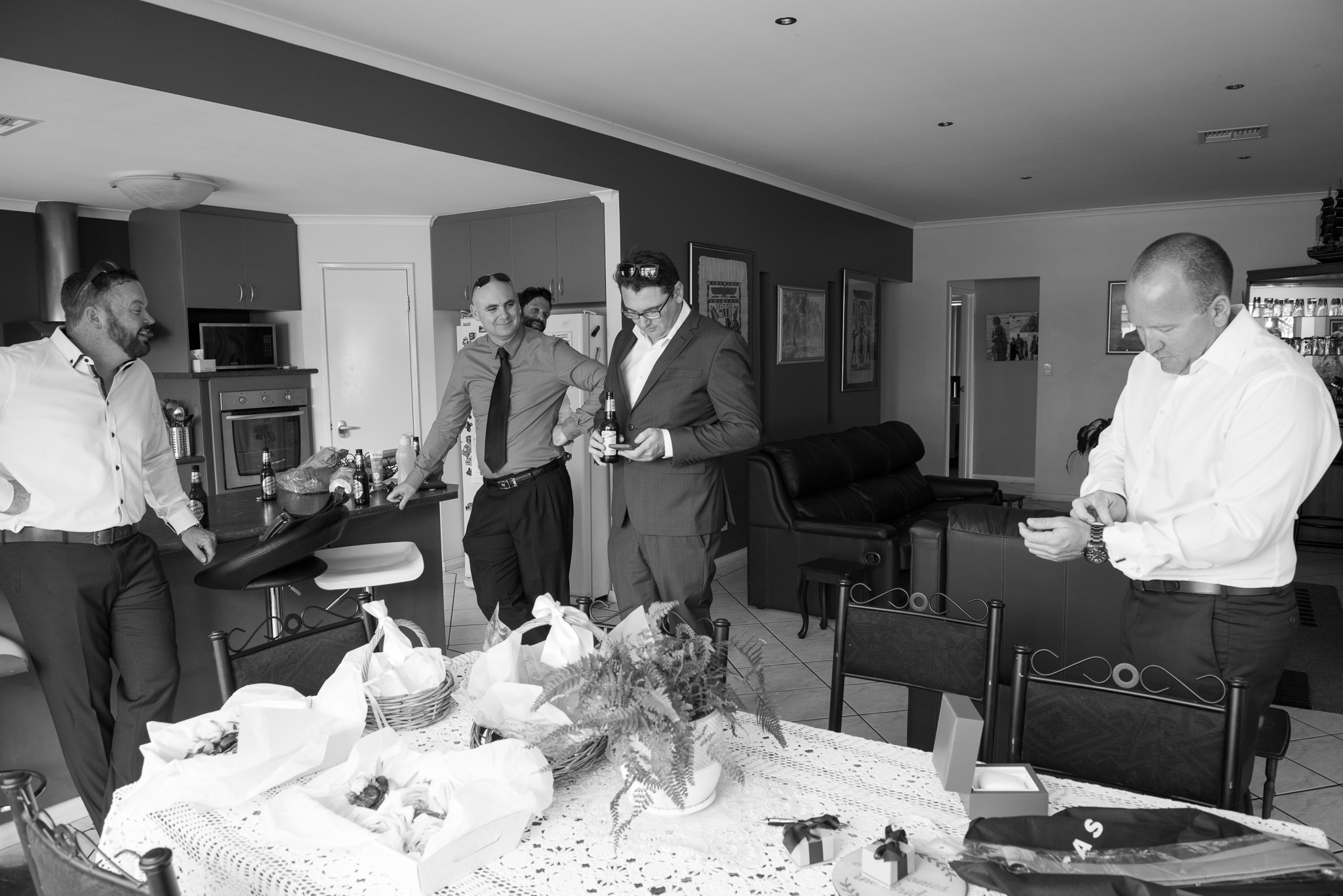groom and his family getting ready