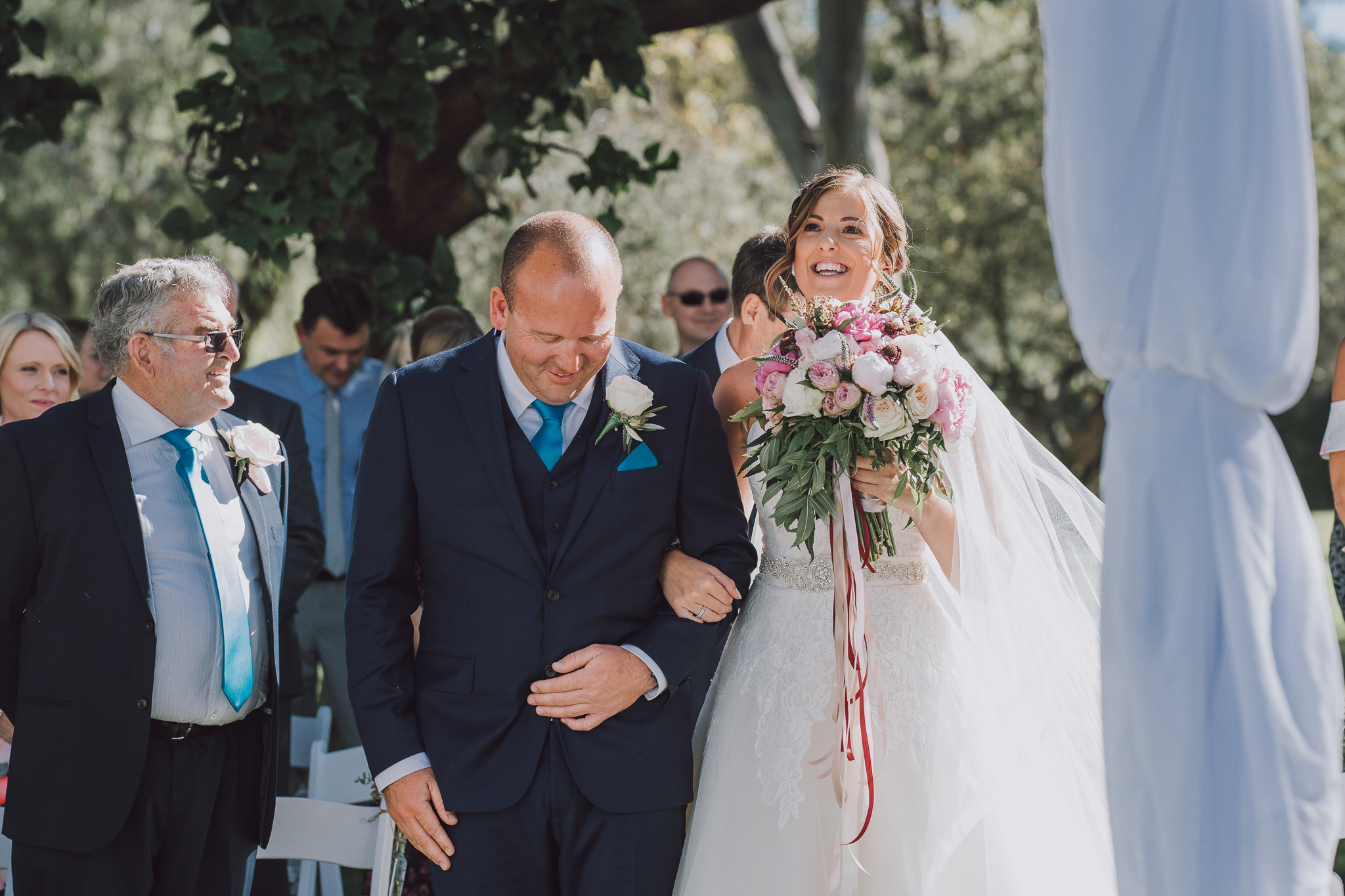 bride and groom happy at their wedding