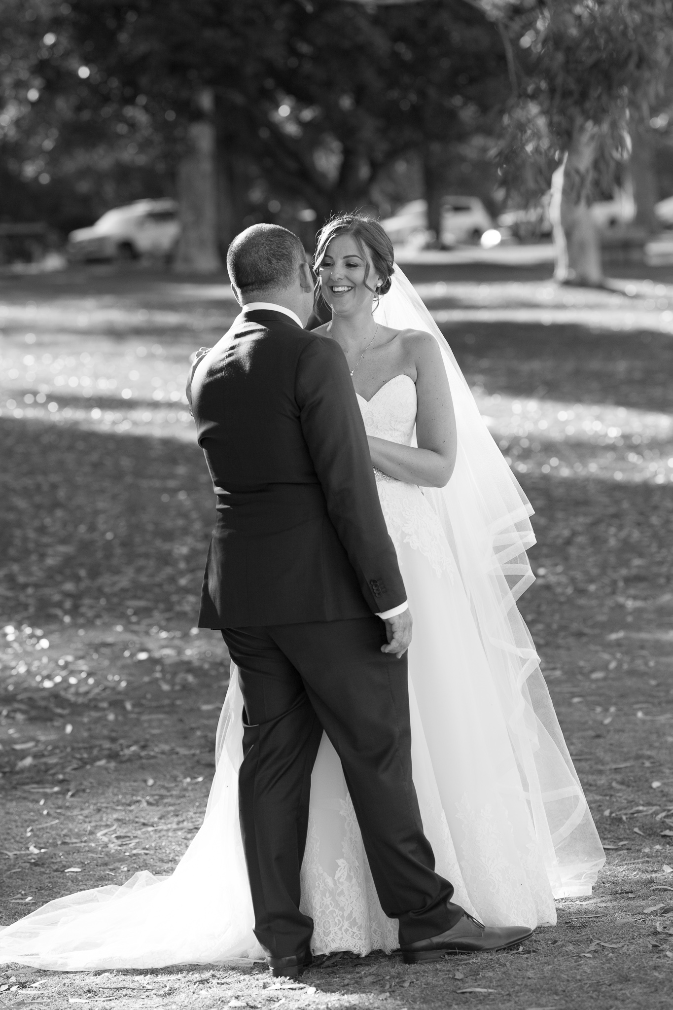 bride laughing at the groom