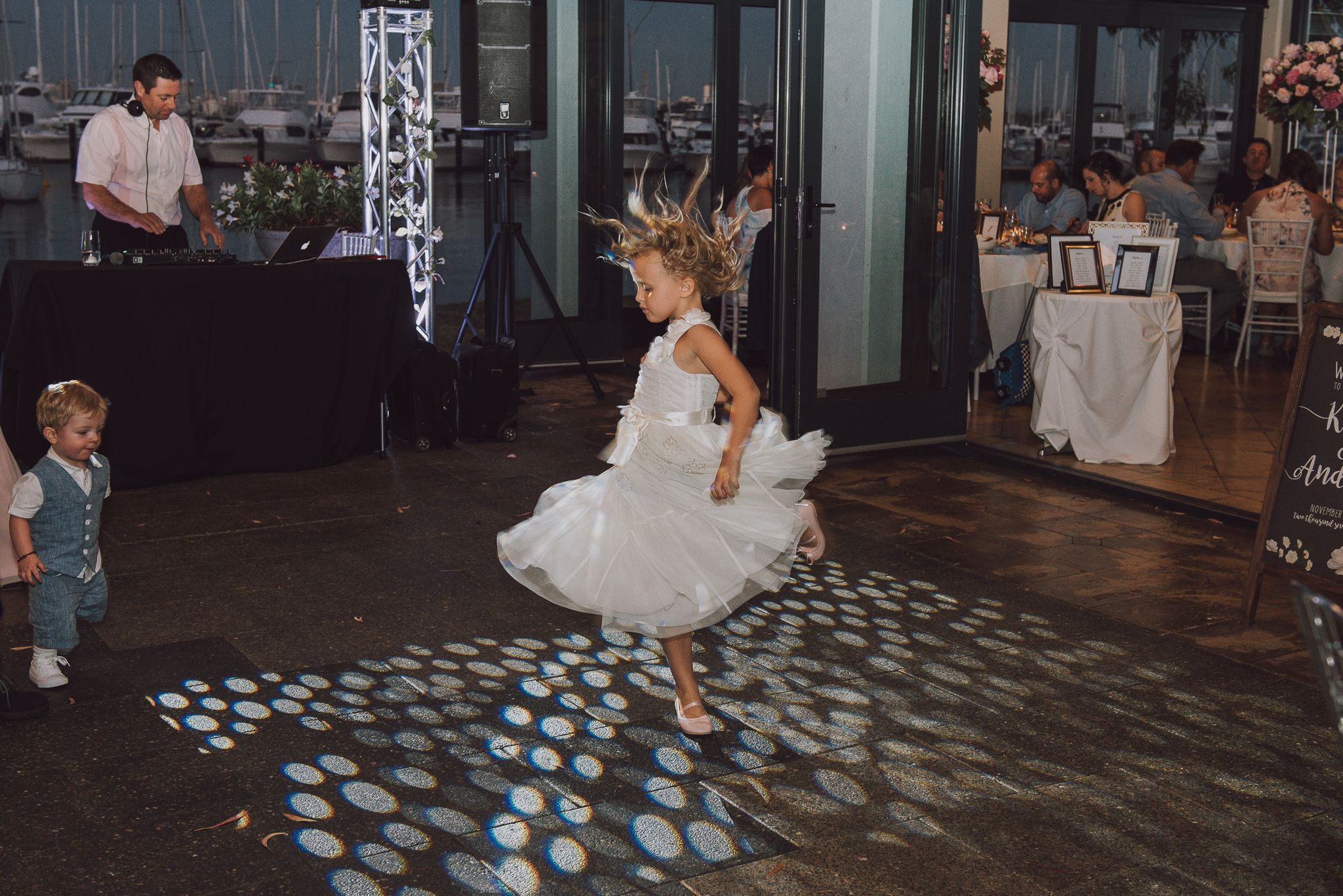 flower girl spinning on the dance floor