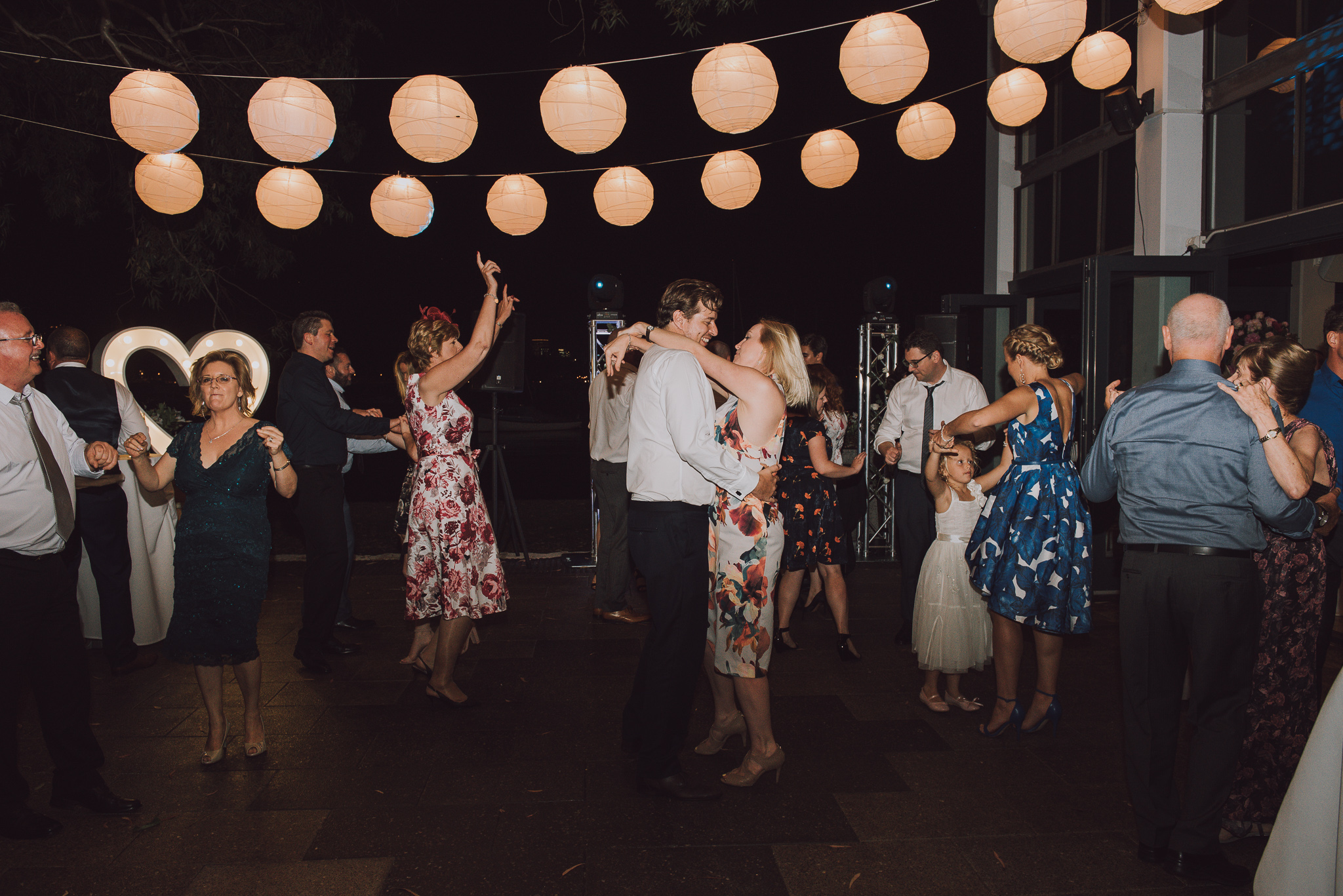 weddings guests dancing at Matilda Bay restaurant