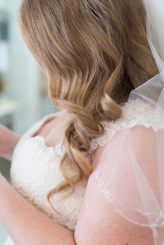 close up of bride's curls