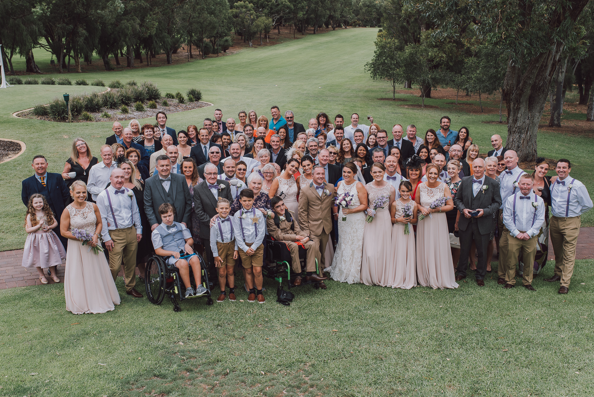 family group shot at wedding at Point Walter golf course